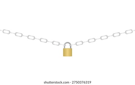 Metal chain and padlock. vector illustration