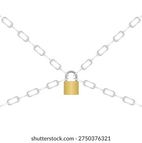 Metal chain and padlock. vector illustration