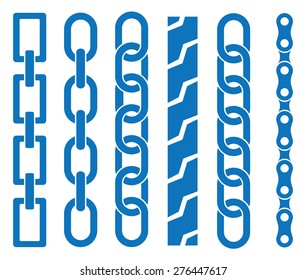 Metal chain parts icons set on white background. Vector.