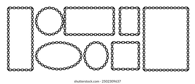 Metal chain or steel decorative frames collection set in black colours