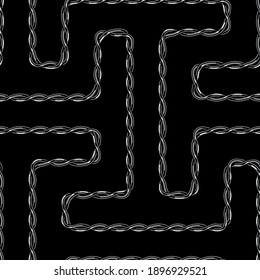 Metal chain vintage seamless pattern on dark background vector illustration