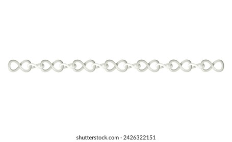 Metal chainlets with variety chain links. Silver, stainless steel necklaces vector illustration isolated on white background. Jewelry from precious metals. For jewelry store ad, fashion concept