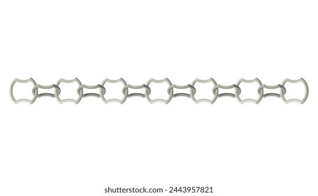 Metal chainlets with variety chain links. Silver, stainless steel necklaces vector illustration isolated on white background. Jewelry from precious metals. For jewelry store ad, fashion concept