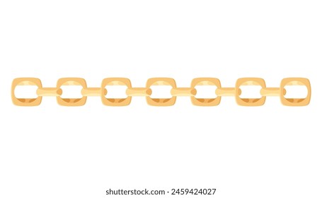 Metal chainlets with variety chain links. Gold vector illustration isolated on white background. Jewelry from precious metals. For jewelry store ad, fashion concept