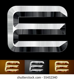 Metal chopped letters. Character e