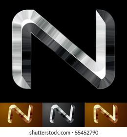 Metal chopped letters. Character n