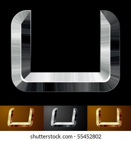 Metal chopped letters. Character u