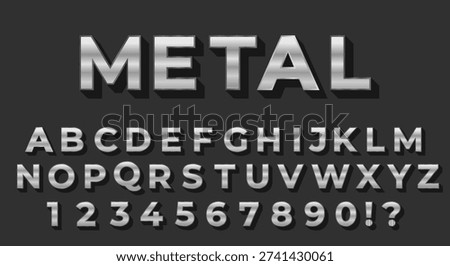 Metal Chrome 3D Font - Silver Brushed Alphabet