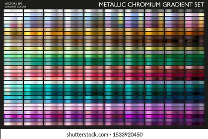 Metal chrome. Metal chrome. Metal gradient. Color set. Metal color. Metallic gradient. Gold, silver, pearl, bronze palette. Color collection. Steel, iron, aluminium, tin. Holographic background.