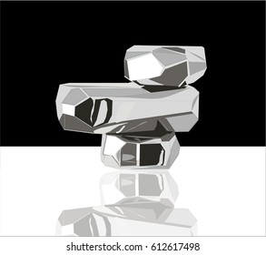 Metal chrome object with reflection isolated.