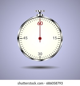 Metal chronograph with red arrow, small digits and start button