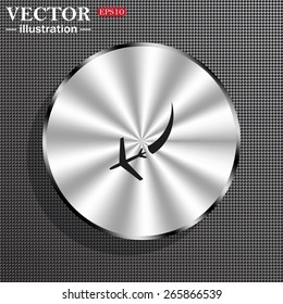 Metal circle on the background of structural plastic. Shadow.  icon plane. The plane is landing , vector illustration, EPS 10