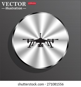 Metal circle on the background of structural plastic. Shadow. Quadrocopter. icon. vector design