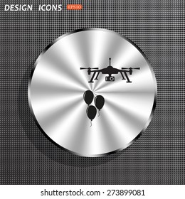 Metal circle on the background of structural plastic. Shadow.  Aerial photography. Festive balloons. Quadrocopter. icon. vector design