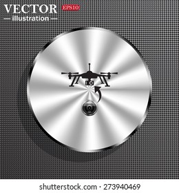 Metal circle on the background of structural plastic. Shadow. Quadrocopter. icon. vector design