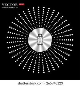 Metal circle on a black background with splashes.  Baggage icon. Vector illustration, EPS 10