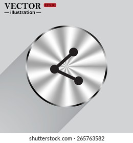 Metal circle on a gray background with shadow.  web icon share vector illustration, EPS 10