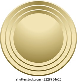 Metal circle realistic mockup. Golden round medal