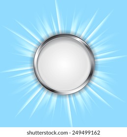 Metal circle and shiny sun. Vector design