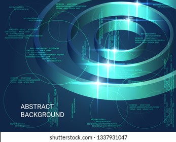 Metal circles sparkle on the background. 3D vector illustration . Minimal geometric background. Abstract composition. Green three-dimensional metal circles in space.