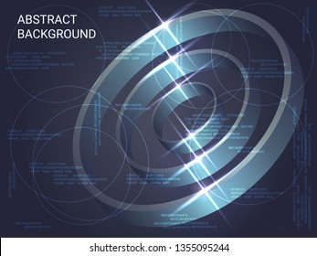 Metal circles sparkle on the background. 3D vector illustration . Minimal geometric background. Abstract composition. Shiny three-dimensional metal circles in space.