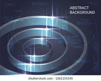 Metal circles sparkle on the background. 3D vector illustration . Creative geometric background. Abstract composition. Shiny three-dimensional metal circles in space.