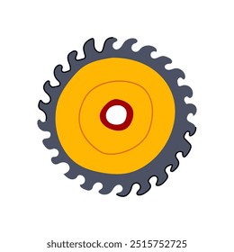 Metall Kreissägeblatt Cartoon. Hartmetall-Dicke, Geschwindigkeit Präzision, Haltbarkeit Winkel Metall Kreissägeblatt Zeichen. einzelne Symbol, Vektorgrafik