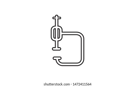 Metal clamp icon. Outline metal clamp vector icon for web design isolated on white background