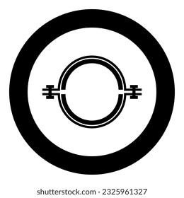 Metal clamp with rubber band hose icon in circle round black color vector illustration image solid outline style