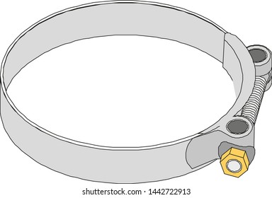 metal clamp with a threaded connection for pipes vector illustration