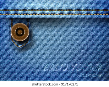 Metal clasper on blue jean background