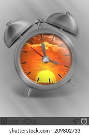 Metal Classic Style Alarm Clock. Vector Illustration. Eps 10