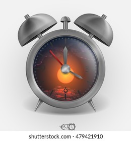 Metal Classic Style Alarm Clock. Vector Illustration. Eps 10