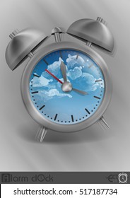 Metal Classic Style Alarm Clock. Vector Illustration. Eps 10