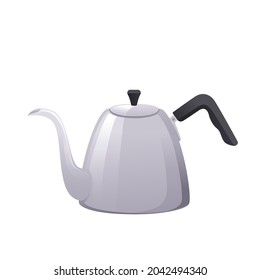 Metal classic teapot kettle vector illustration on white background