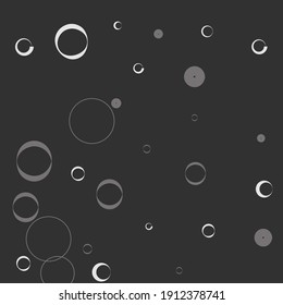 Metal Classical Aluminum Vector Background. Grey Round Retro Modern Style Background. Calm White Silver Strict Light Minimal Modern Art Pattern. Black Oval Curves Elegant Circles Art Illustration.