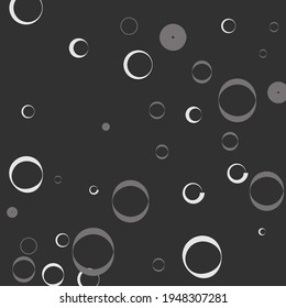 Metal Classical Black Curves Calm Minimal Modern Art Pattern. Aluminum Light Retro Modern Style Simple Art. Oval Strict Grey Elegant Circles Art Illustration. Round Silver White Vector Background.