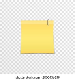 Metal clip attached to paper on an isolated transparent background. Realistic paper, notes. Metal paper clip, paper, notes png.