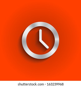 Metal clock icon. Vector design