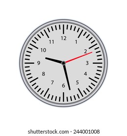 Metal clock on the white background