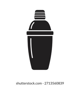 Metal coquetel shaker sólido preto vetor ícone isolado branco fundo barman ferramenta álcool mixologia bebida preparação equipamento símbolo bar clube festa ilustração
