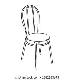 Metal Coffee Chair, Vector Sketch Illustration