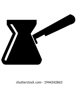 Metal coffee pot with handle, vector, illustration, in black and white color, isolated on white background