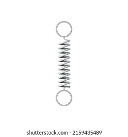 Metal coil helical spring suspension with round hoes on ends isolated icon. Vector automation component, tension vehicle spare part with hooks, detail compression and extension elastic object