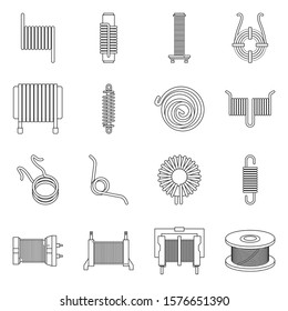 Metal coil vector line icon. Set icon coil for electric equipment.Vector isolated illustration spiral detail.