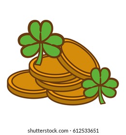 metal coins with clovers plant