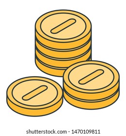 Metal coins stack icon. Isometric of metal coins stack vector icon for web design isolated on white background
