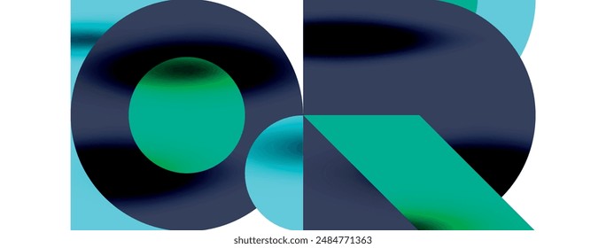 Metal color circles with shadows and other geometric elements composition for wallpaper, banner, background or landing