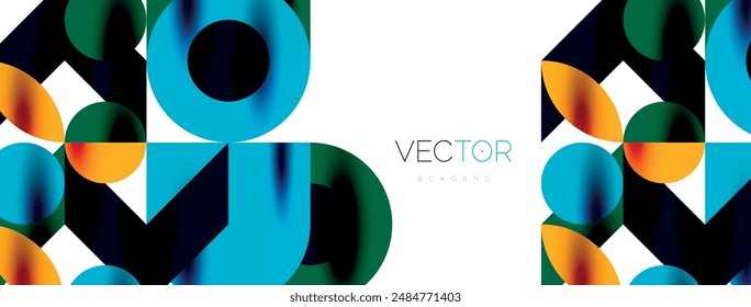 Metal color circles with shadows and other geometric elements composition for wallpaper, banner, background or landing