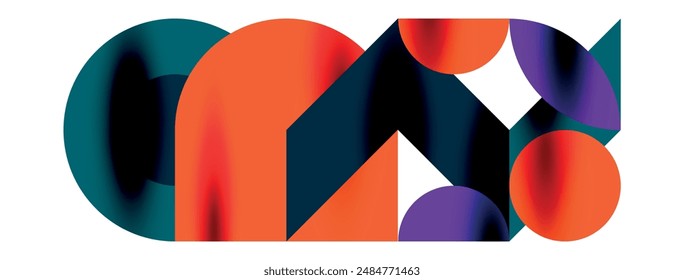 Metal color circles with shadows and other geometric elements composition for wallpaper, banner, background or landing